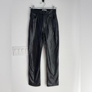 Abercrombie & Fitch Vegan Leather 90s Straight Ultra High Rise Pants Black 25/0